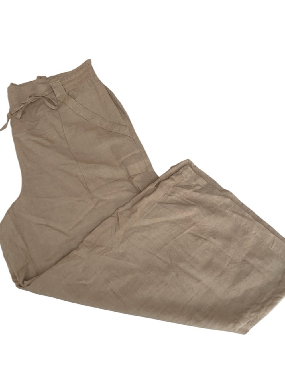 LOFT TAN LINEN BLEND CROP WIDE LEG PANT SIZE XL